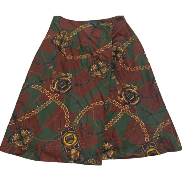 Breeches Vintage Wrap Skirt Women Size 8 Chain Print USA Heritage - Picture 2 of 10